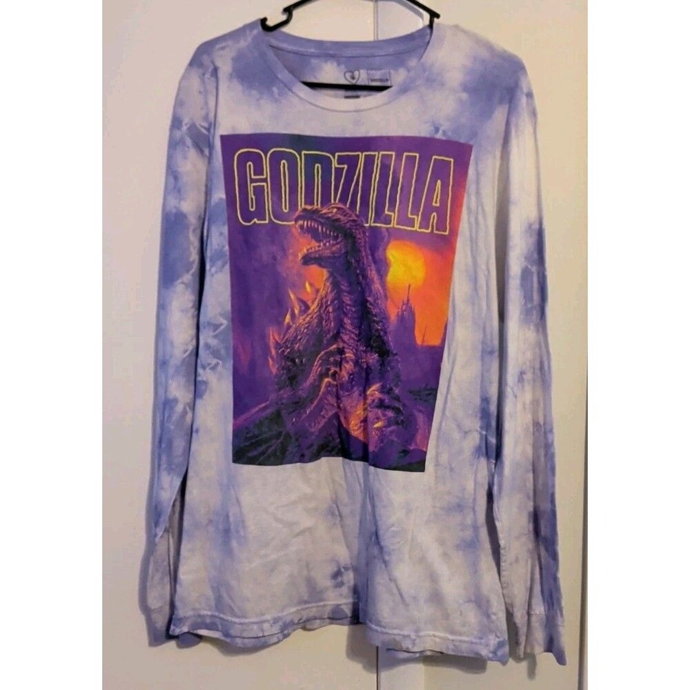 Godzilla X Crunchyroll Graphic Tee Shirt Long Sleeve Tshirt Size L Anime Purple